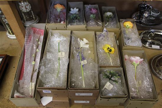 Collection of Royal Worcester bone china flower sprays, individually boxed, inc roses, pansies, daffodils etc